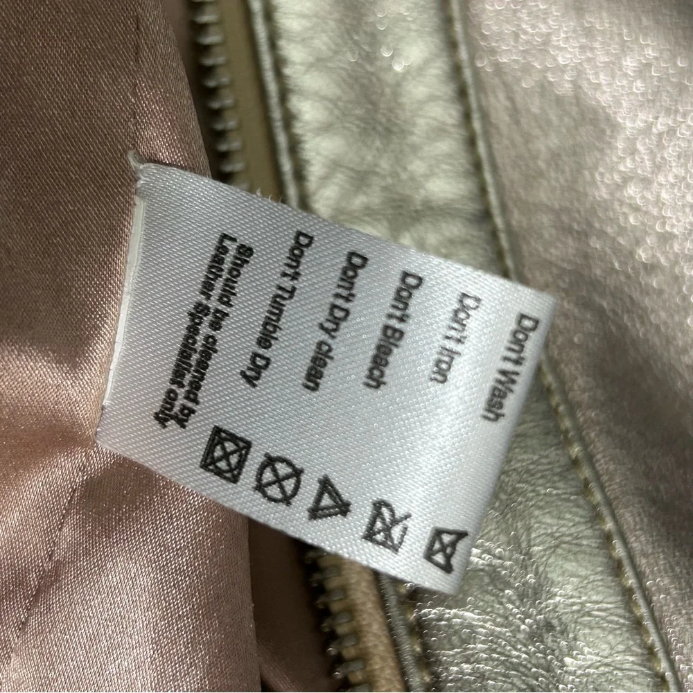 Nasty Gal Metallic Rose Gold Lambskin Leather‎ Moto Jacket Size Small